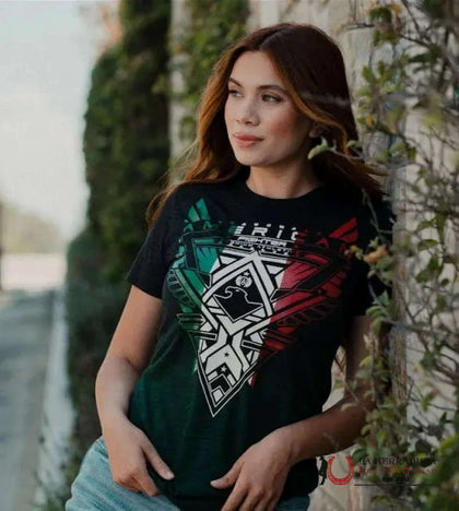AMERICAN FIGHTER WOMEN T-SHIRT BLACK FADED IN GREEN MEXICO FLAG ANDREWS FW14771