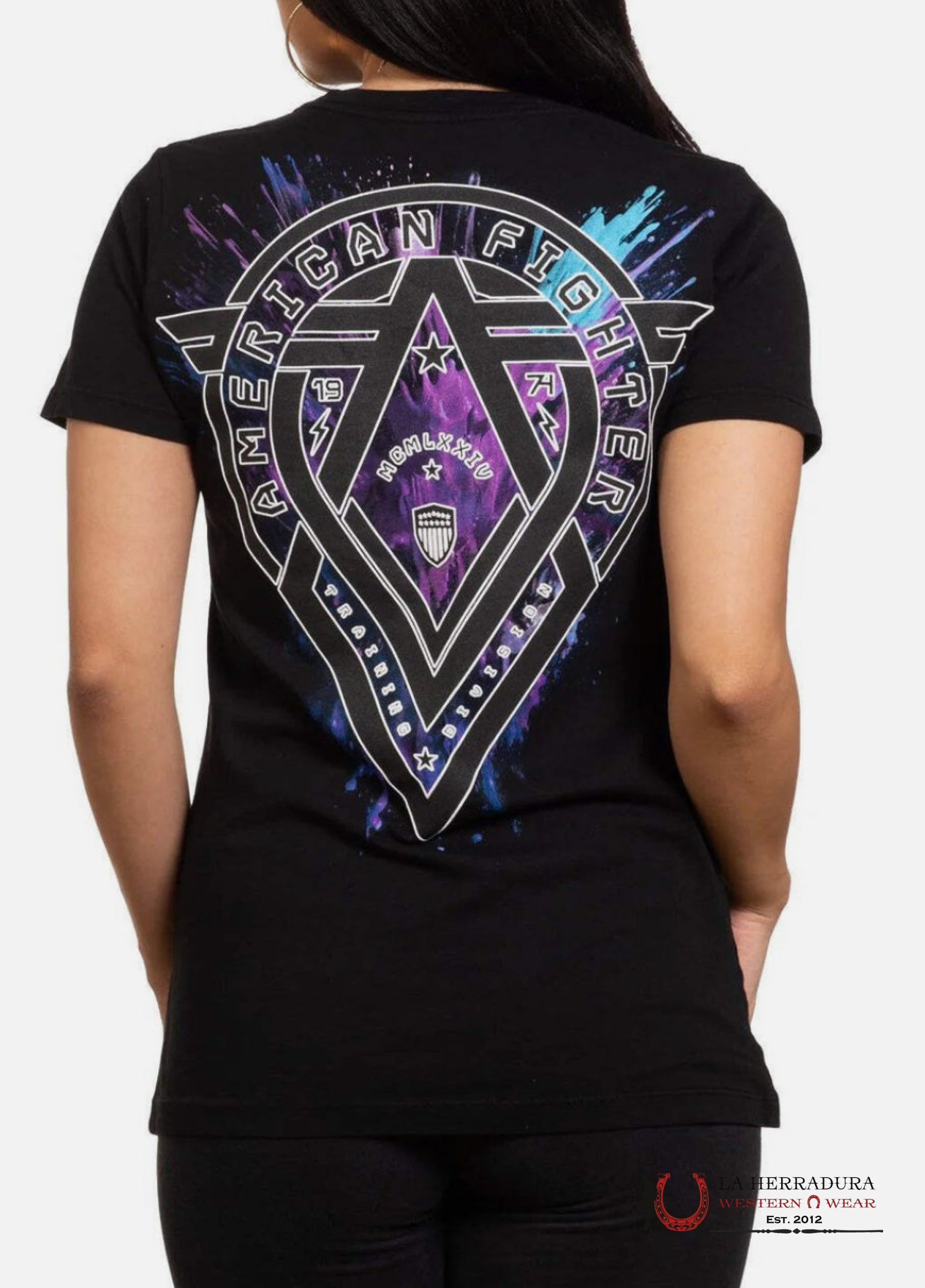 AMERICAN FIGHTER WOMEN T-SHIRT BLACK GALAXY BALDRIDGE FW15351 ROPA MUJERES