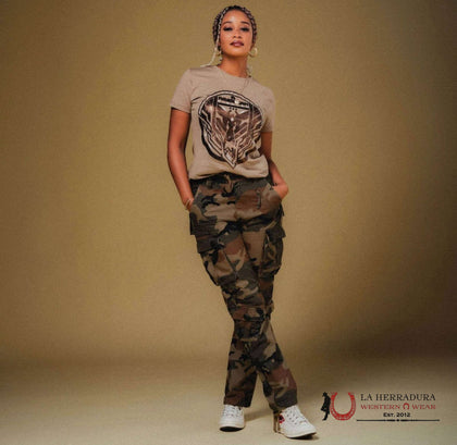 AMERICAN FIGHTER WOMEN     T-SHIRT DARK KAHKI BROWN WHITE LOGO COLERAIN FW15355