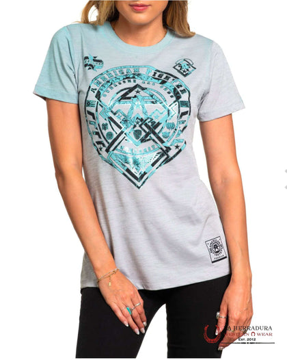 AMERICAN FIGHTER WOMEN      T-SHIRT LIGHT BLUE ELKVIEW FW14289