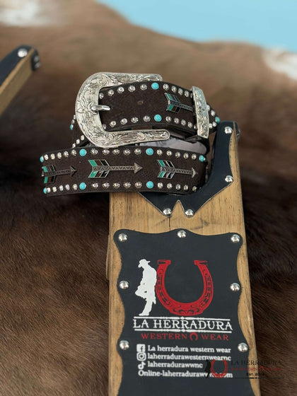 ANGEL RANCH BROWN ARROW JEWL BELT