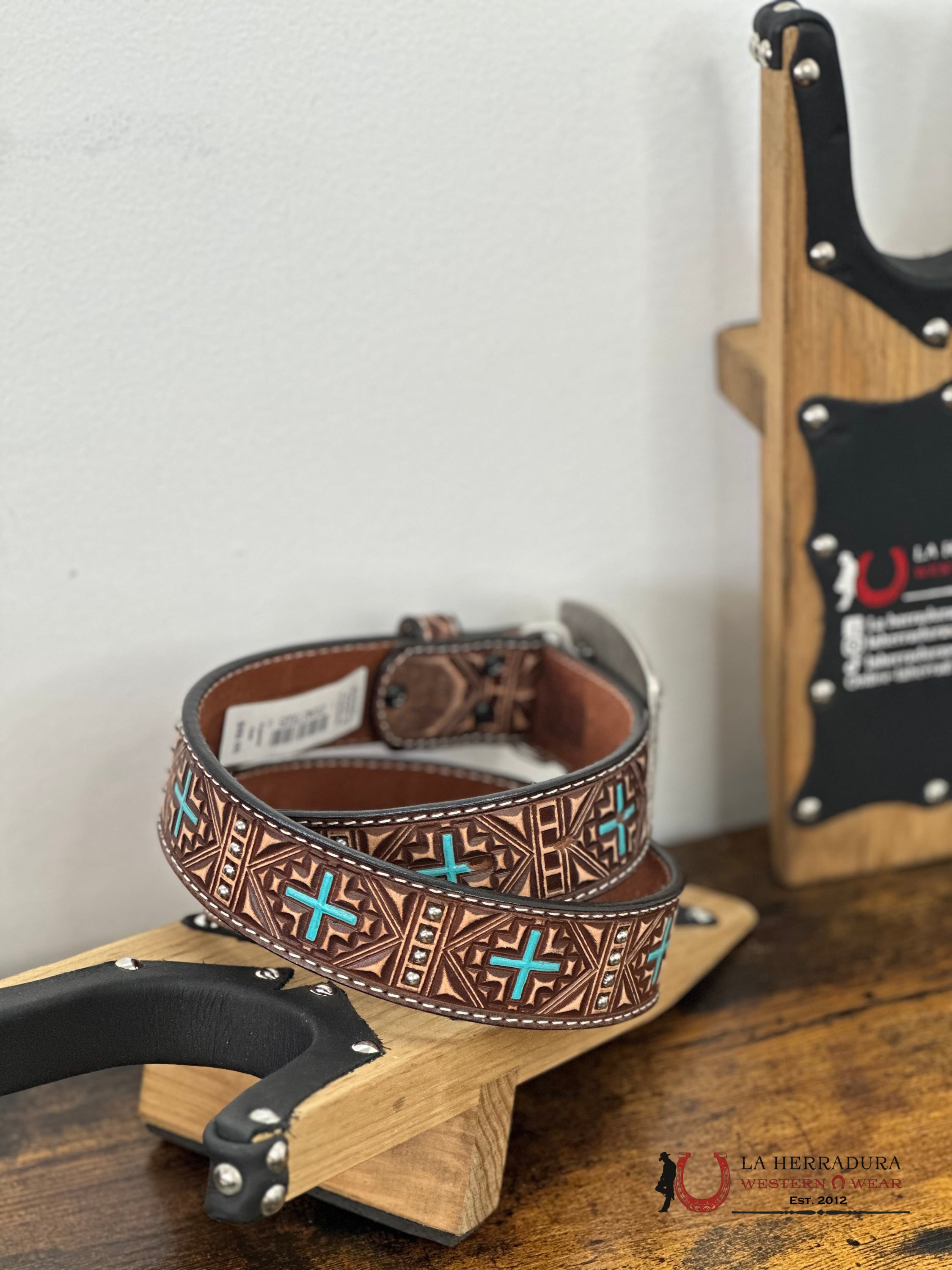 Angel Ranch Brown Tan Turq Paint Belt Cinturones Mujeres