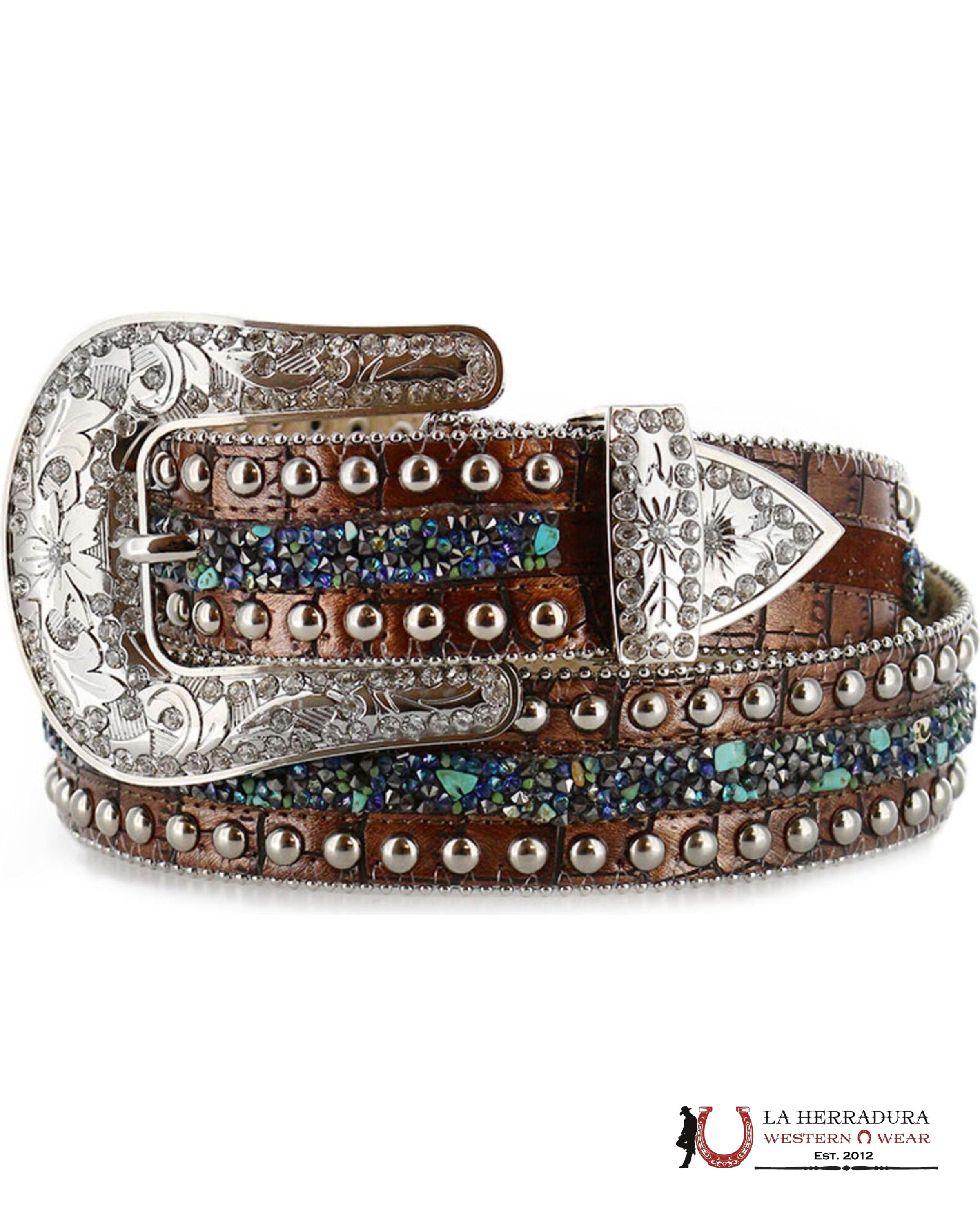 Angel Ranch Tourquoise Stud & Stone Belt Cinturones Mujeres