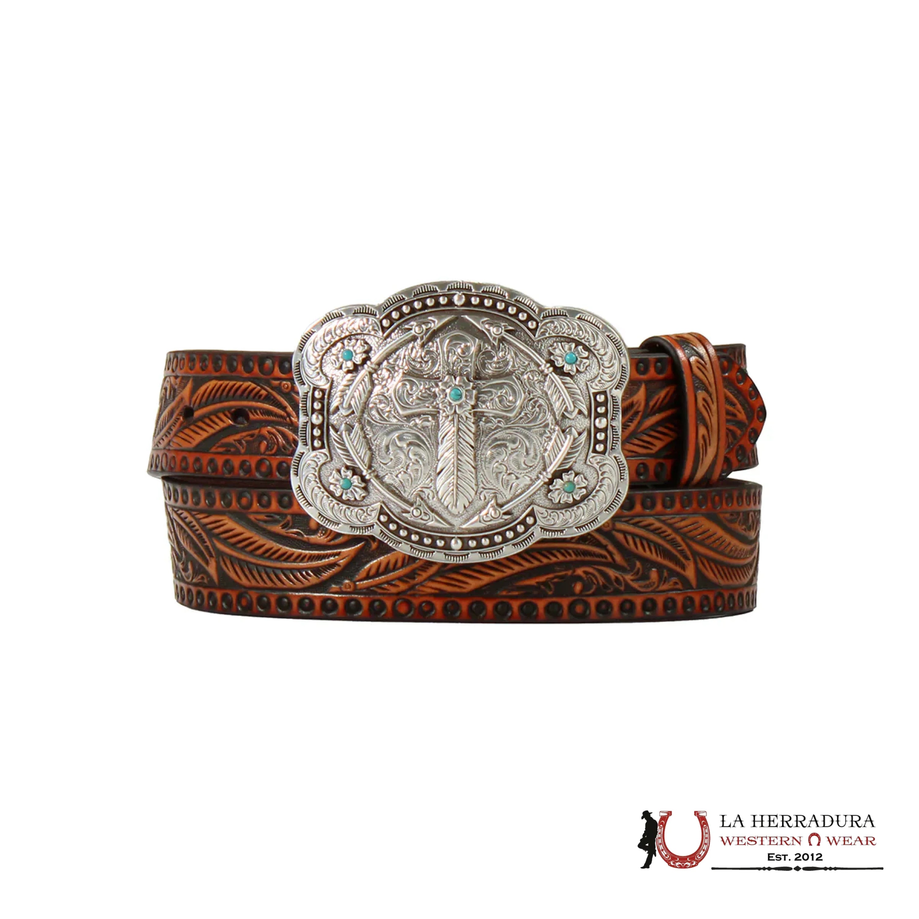 ANGEL RANCH WOMENS COÑAC WITH SILVER BUCKLE- D140008608 CINTURONES MUJERES