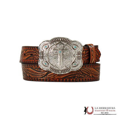 CINTURÓN DE MUJER COÑAC DE ANGEL RANCH CON HEBILLA PLATEADA - D140008608