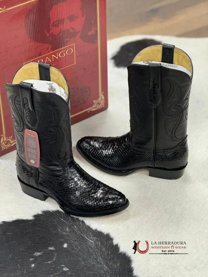 Arango Boots Negro Semioval Python Botas Hombres