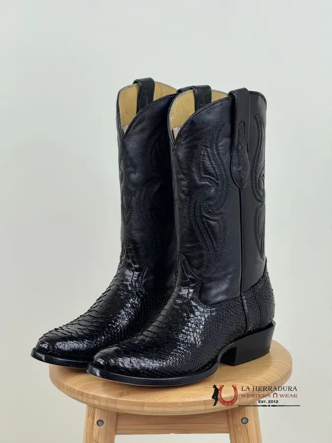 Arango Boots Negro Semioval Python Botas Hombres