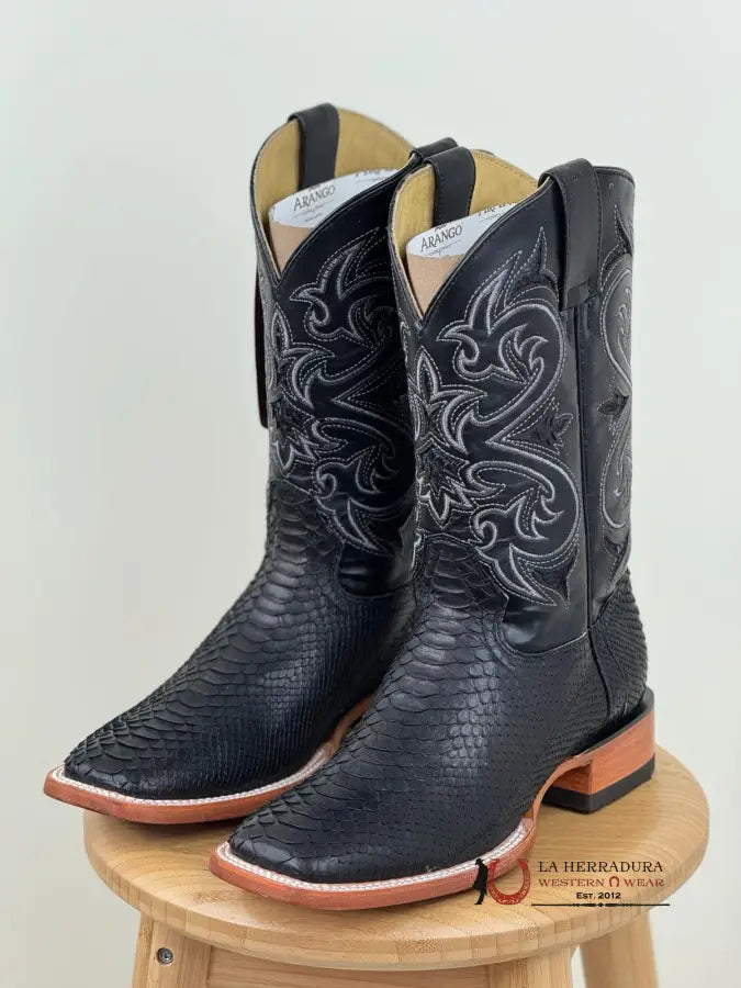 Arango Boots Nobuck Black Python Botas Hombres