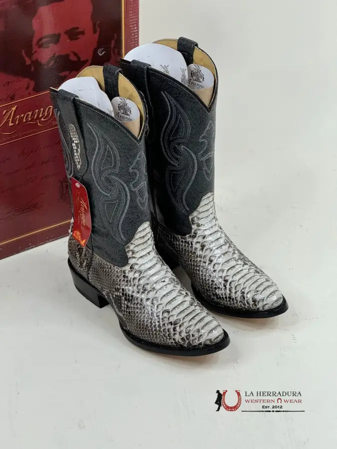 Arango Boots Semi-Oval Exotic Python Natural Botas Hombres