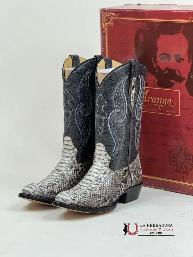 Arango Boots Semi-Oval Exotic Python Natural Botas Hombres