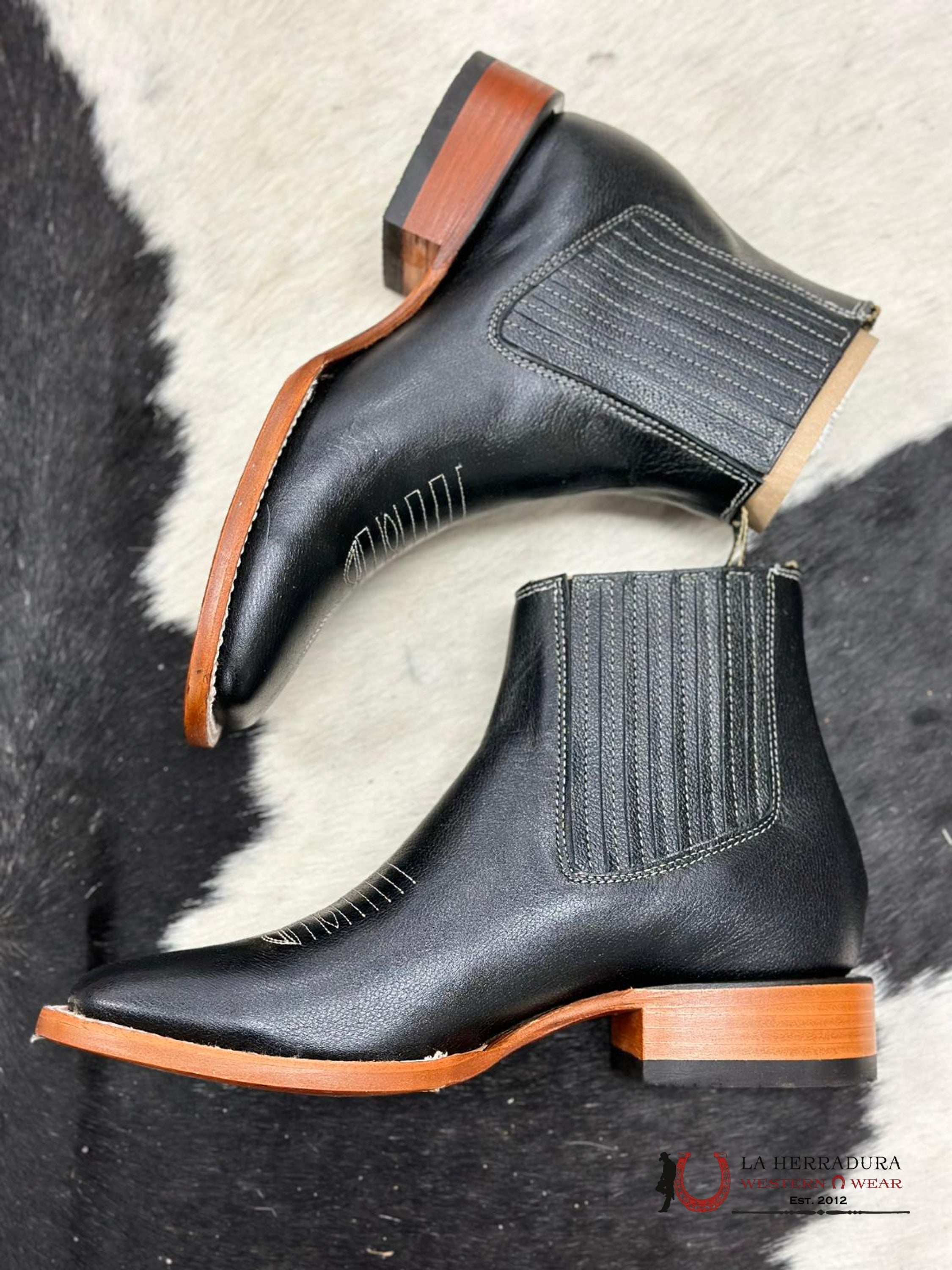 Arango Men’s Square Toe Botines Black Botas Hombres