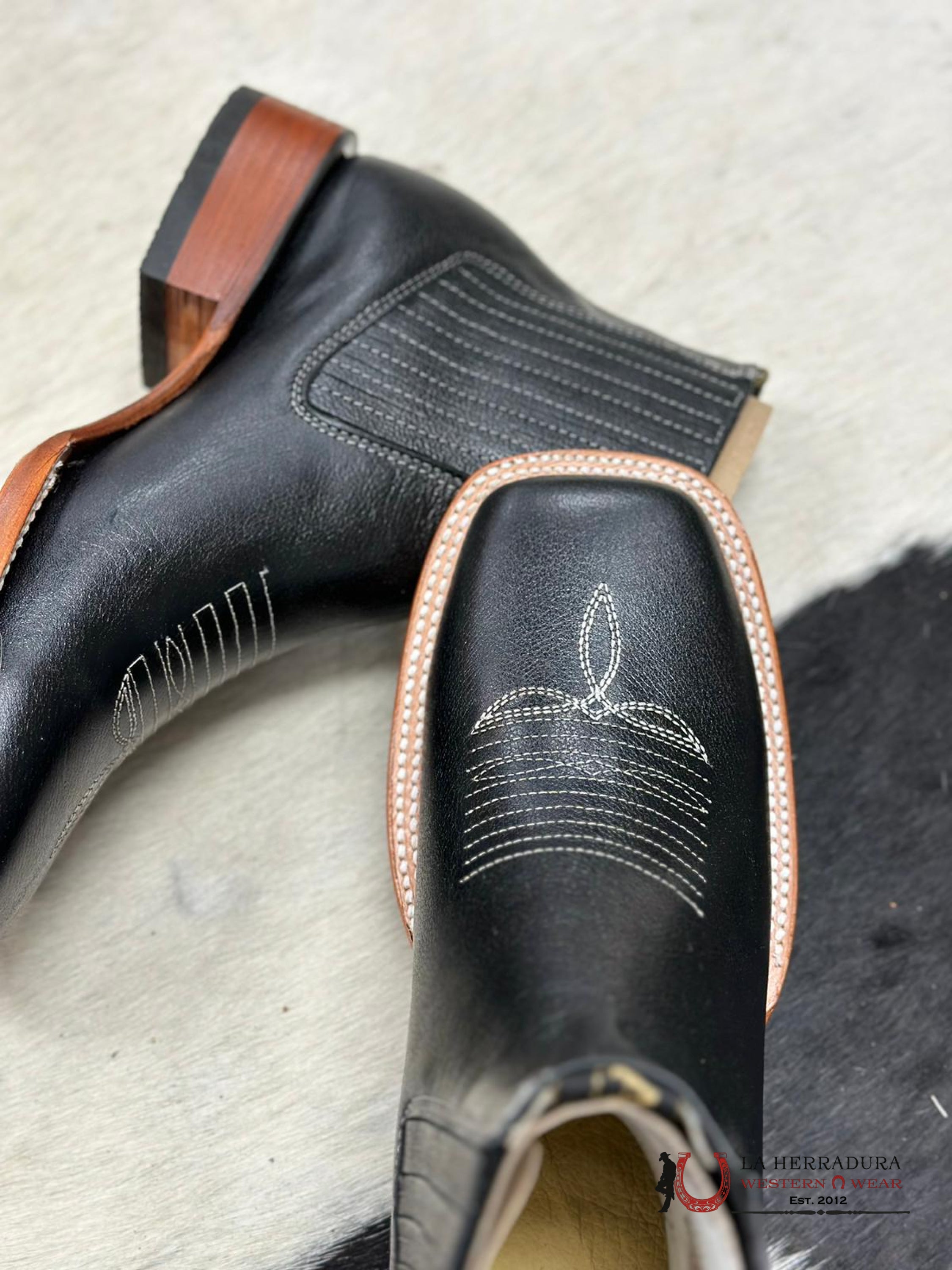 Arango Men’s Square Toe Botines Black Botas Hombres