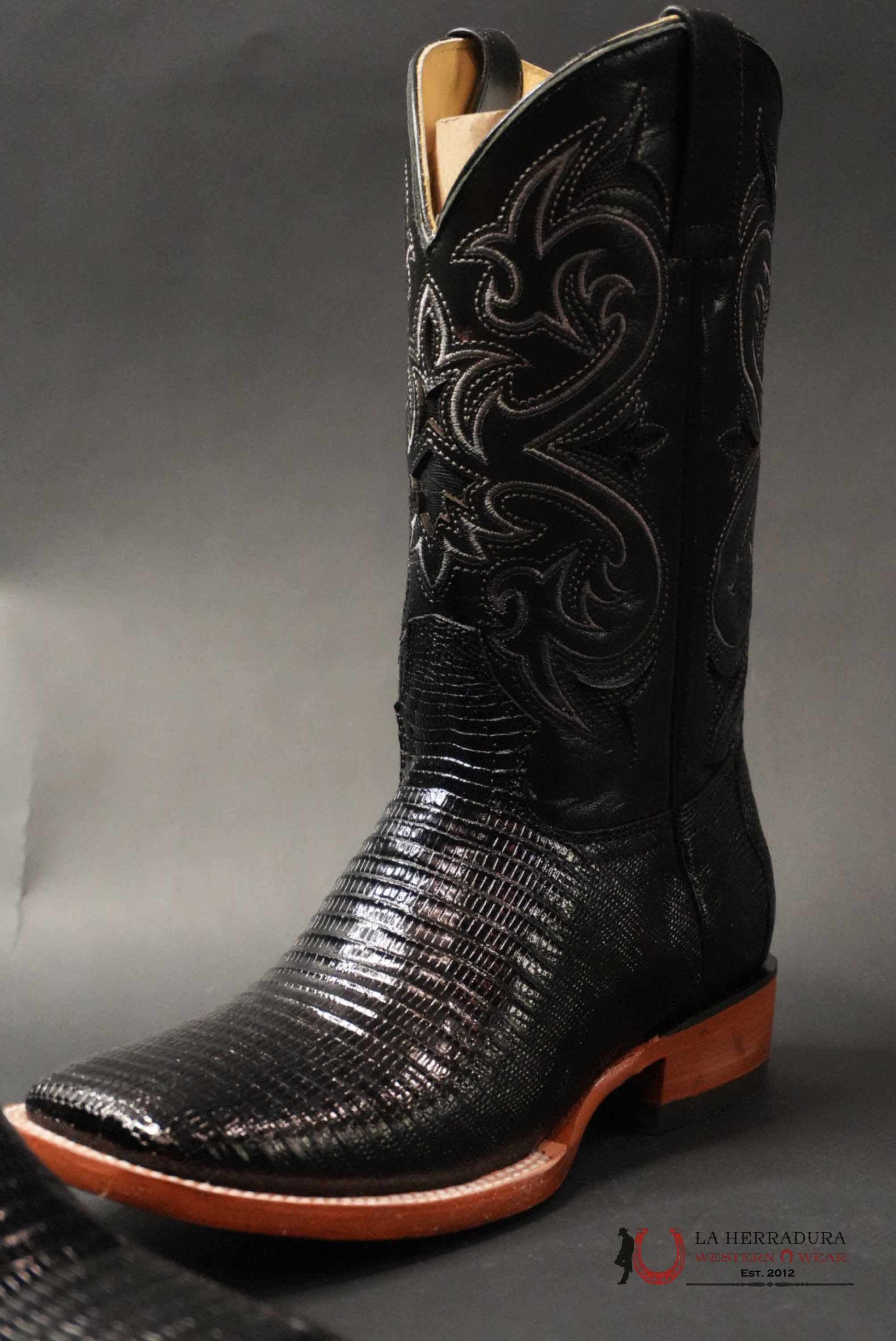 ARANGO BOOTS PRO-RODEO EXOTIC LIZARD BLACK BOTAS HOMBRES