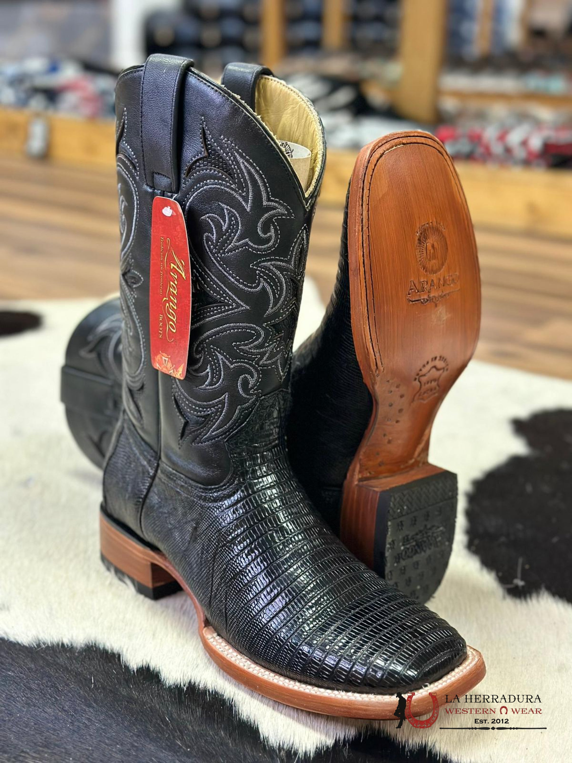 Arango Boots Pro-Rodeo Exotic Lizard Black Botas Hombres