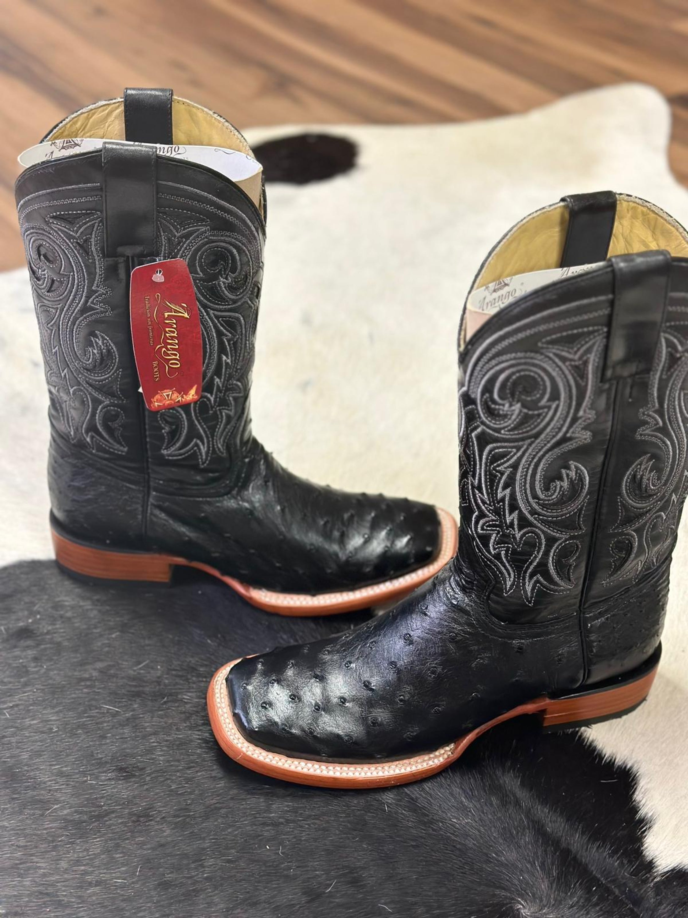 Arango Boots Pro-Rodeo Exotic Ostrich Black Botas Hombres