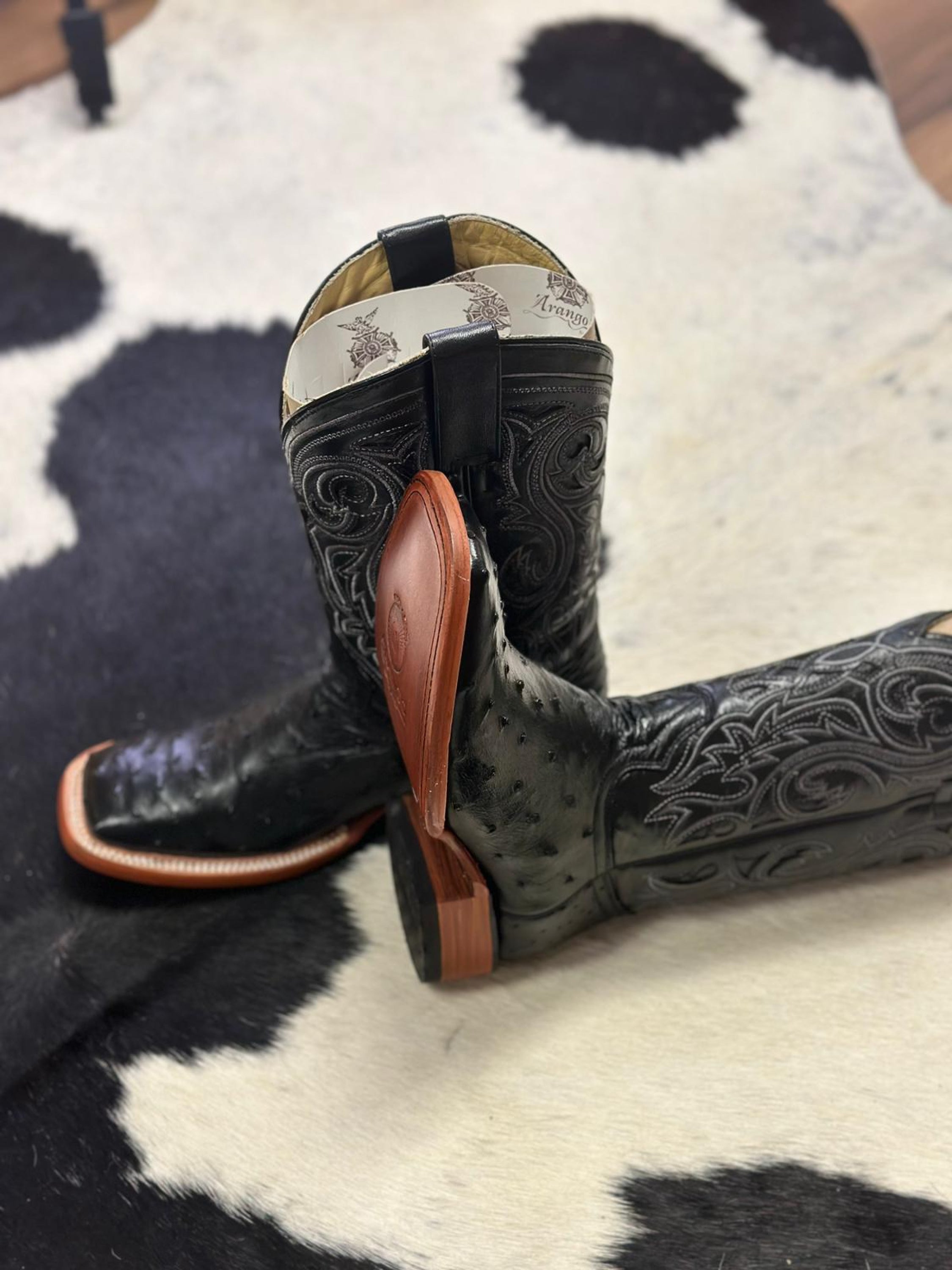 Arango Boots Pro-Rodeo Exotic Ostrich Black Botas Hombres