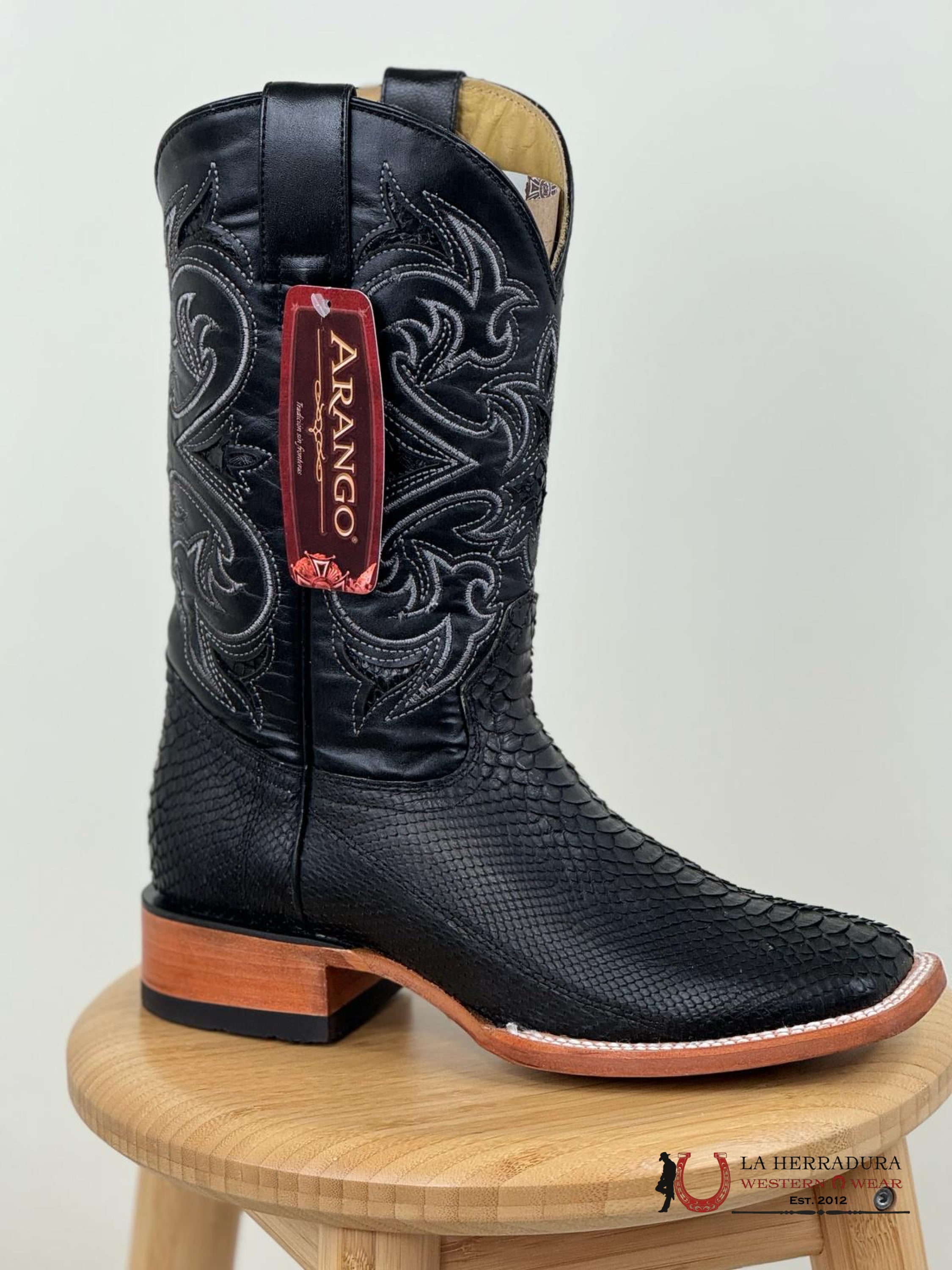 Arango Boots Nobuck Black Python Botas Hombres