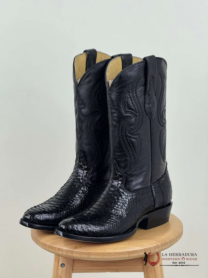 BOTAS SEMIOVALADAS ARANGO PITÓN EXÓTICO NEGRO