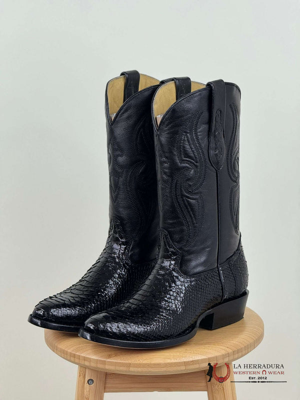 BOTAS SEMIOVALADAS ARANGO PITÓN EXÓTICO NEGRO