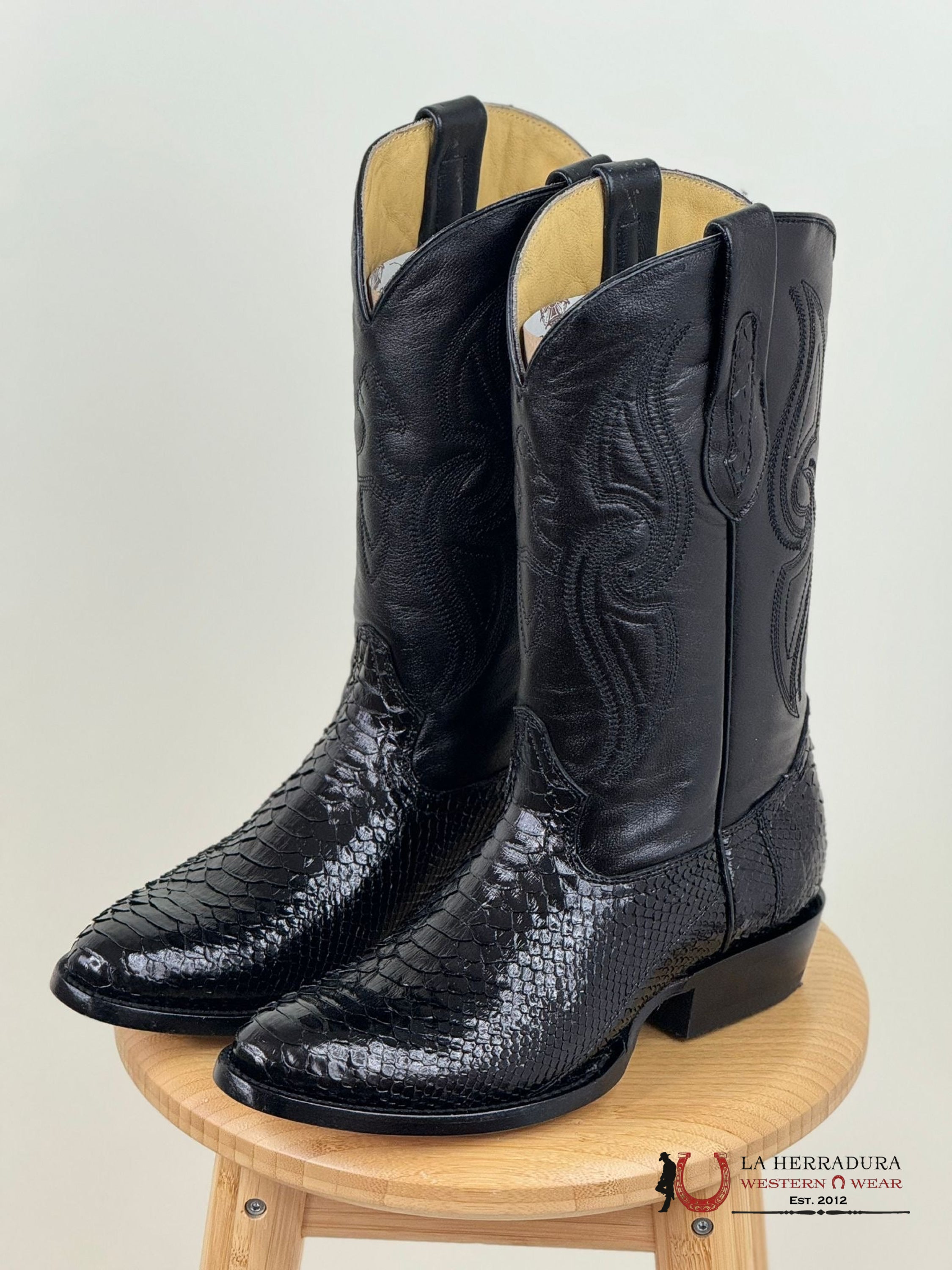 Arango Boots Negro Semioval Python Botas Hombres