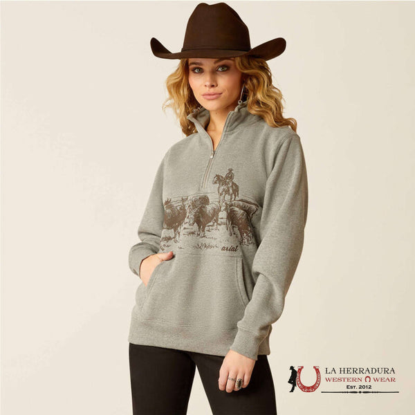 ARIAT 1/2 ZIP SWEATSHIRT HEATHER GREY 10052000