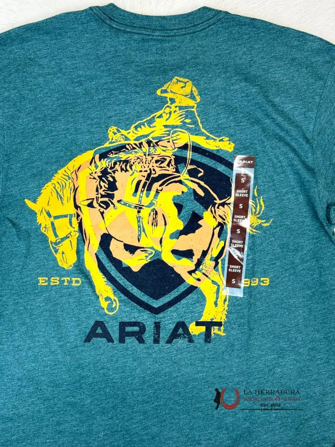 Ariat Abilene Shield Short Sleeve Dark Teal Heather T-Shirt Ropa Hombres