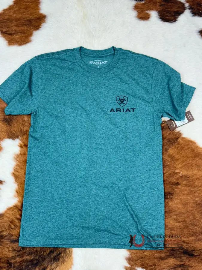 Ariat Abilene Shield Short Sleeve Dark Teal Heather T-Shirt Ropa Hombres