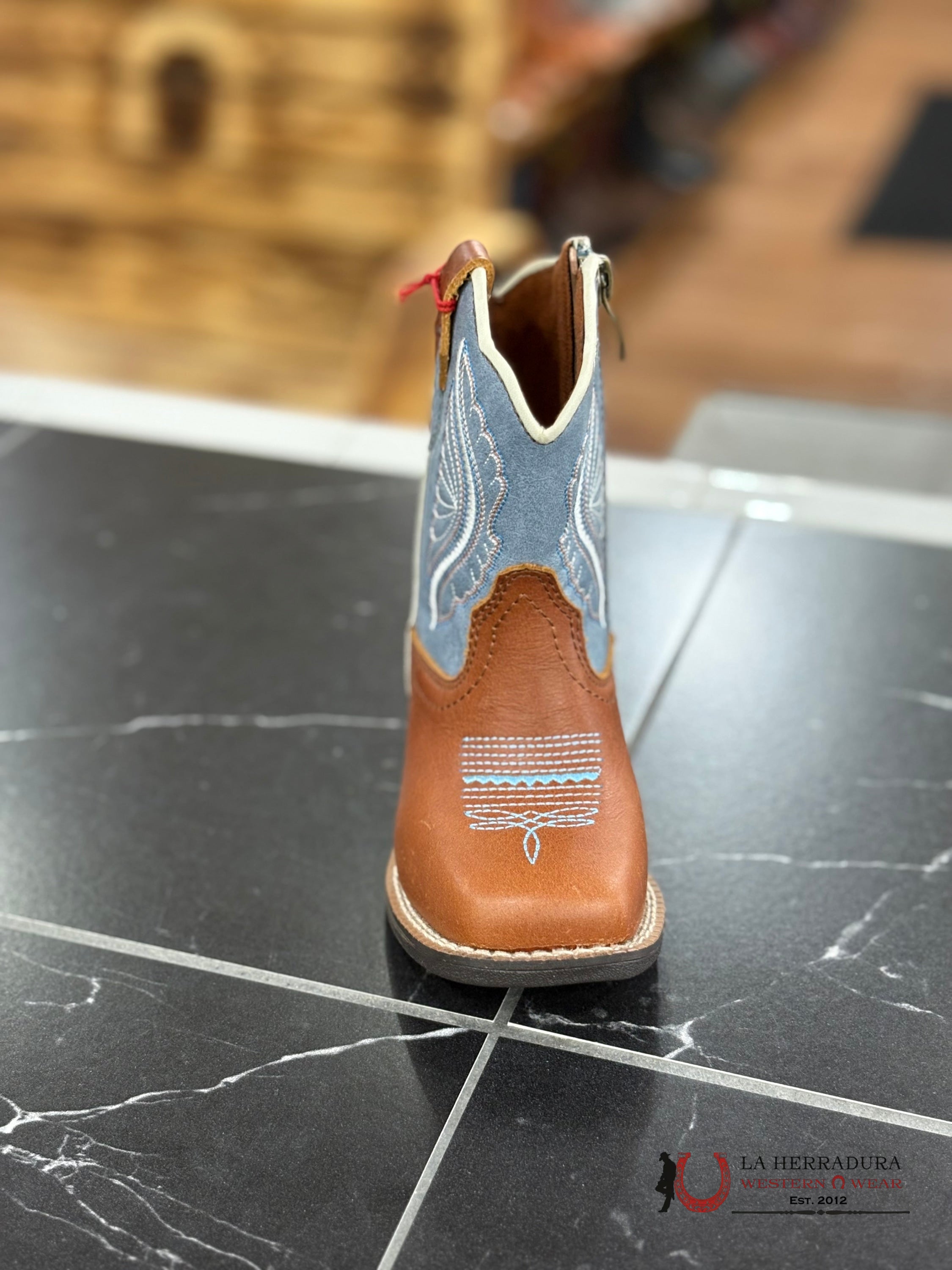 ARIAT BABY ‘SHELBY’ BROWN/BLUE TUBE BOOTS A441002508 NIÑOS