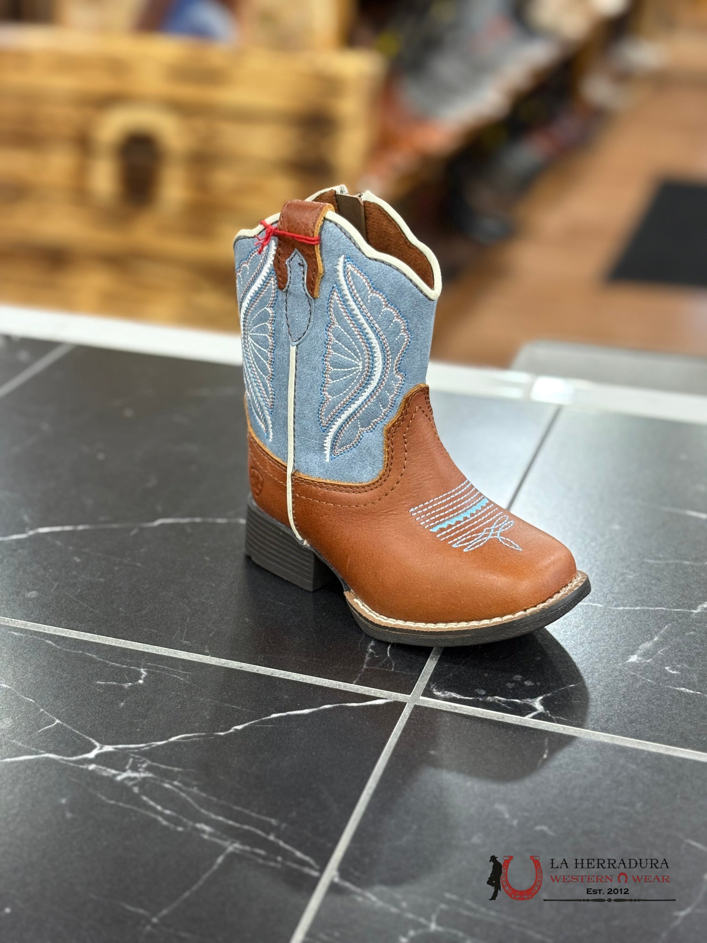 ARIAT BABY ‘SHELBY’ BROWN/BLUE TUBE BOOTS A441002508 NIÑOS