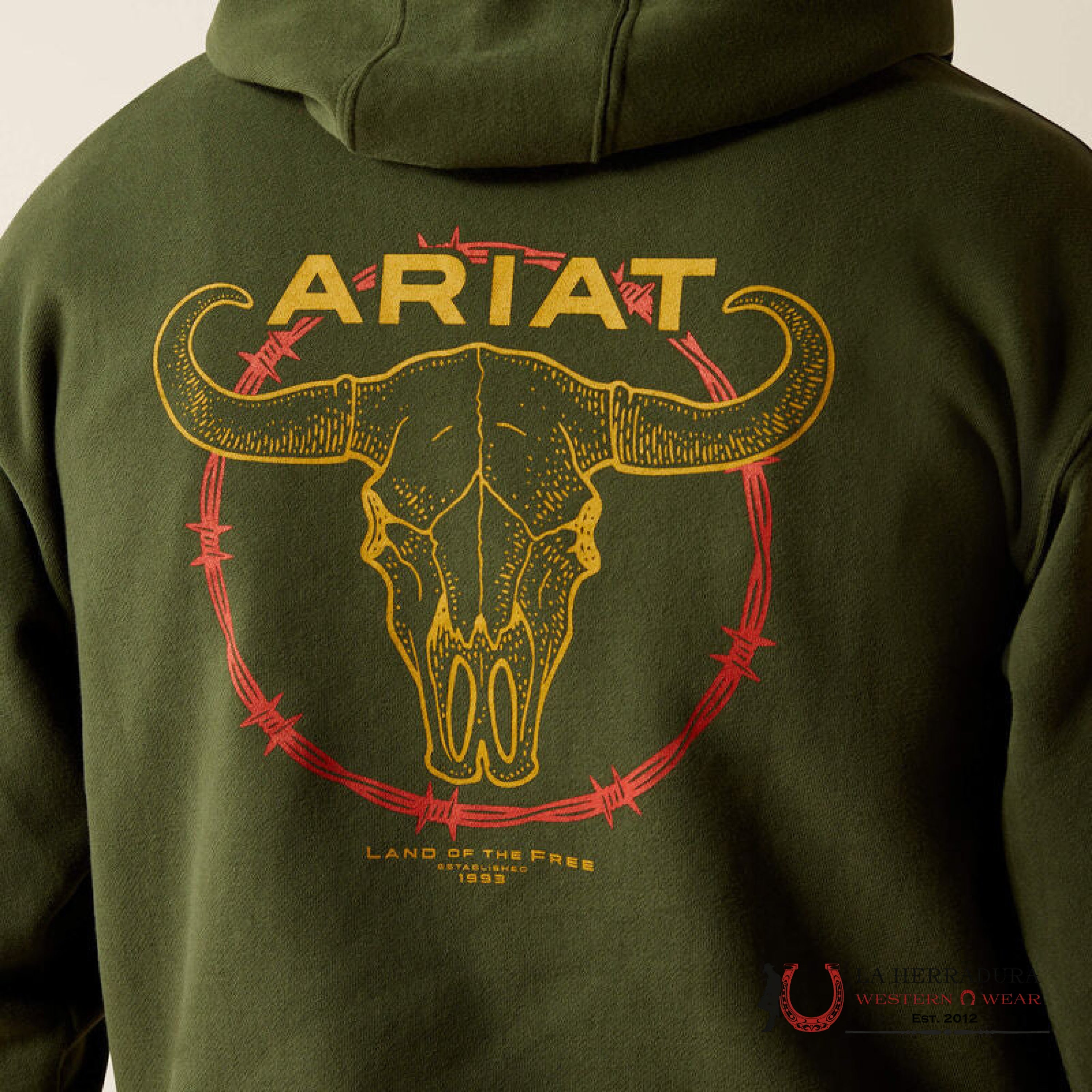 Ariat Barbwire Skull Hoodie Dark Green - 2461 Ropa Hombres