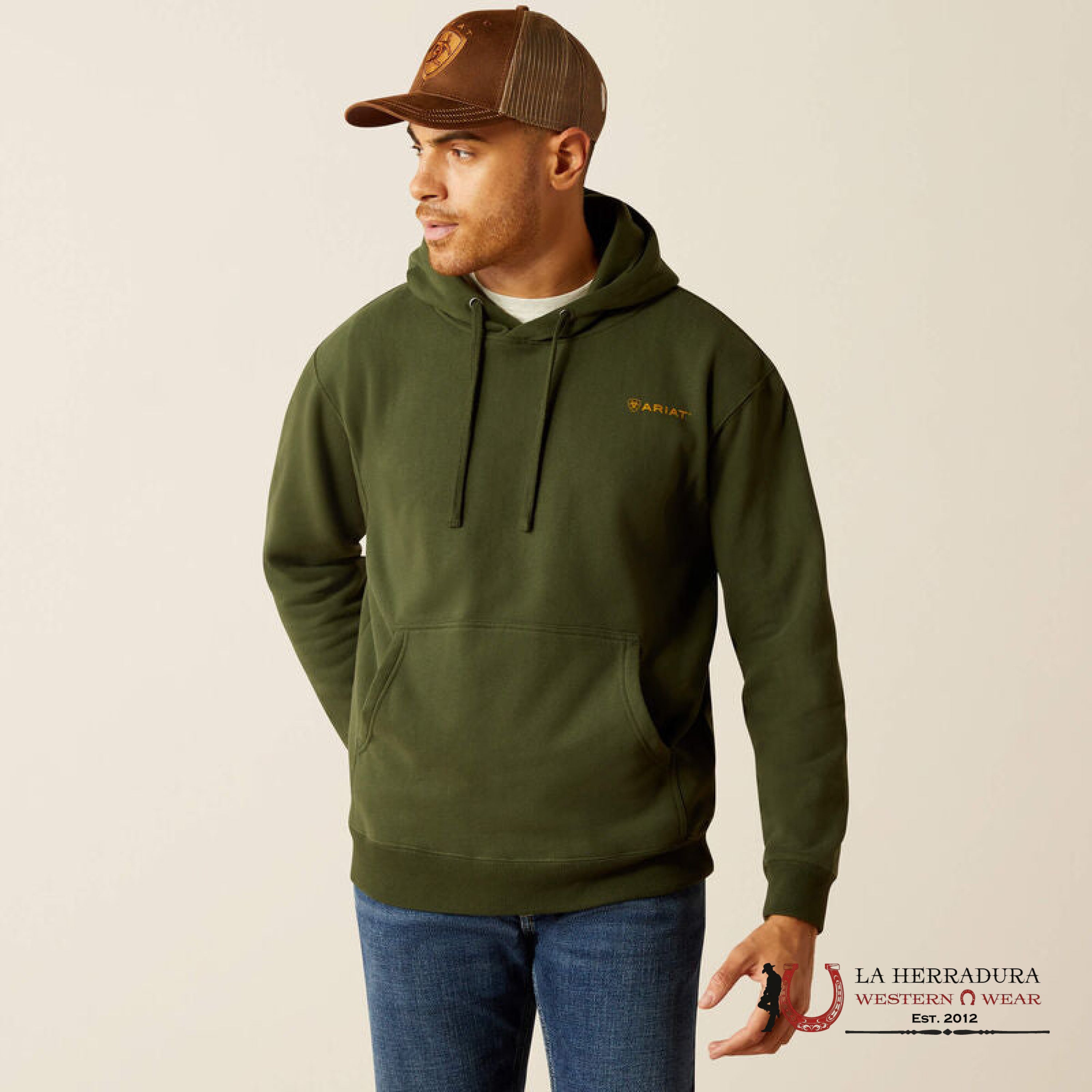 Ariat Barbwire Skull Hoodie Dark Green - 2461 Ropa Hombres