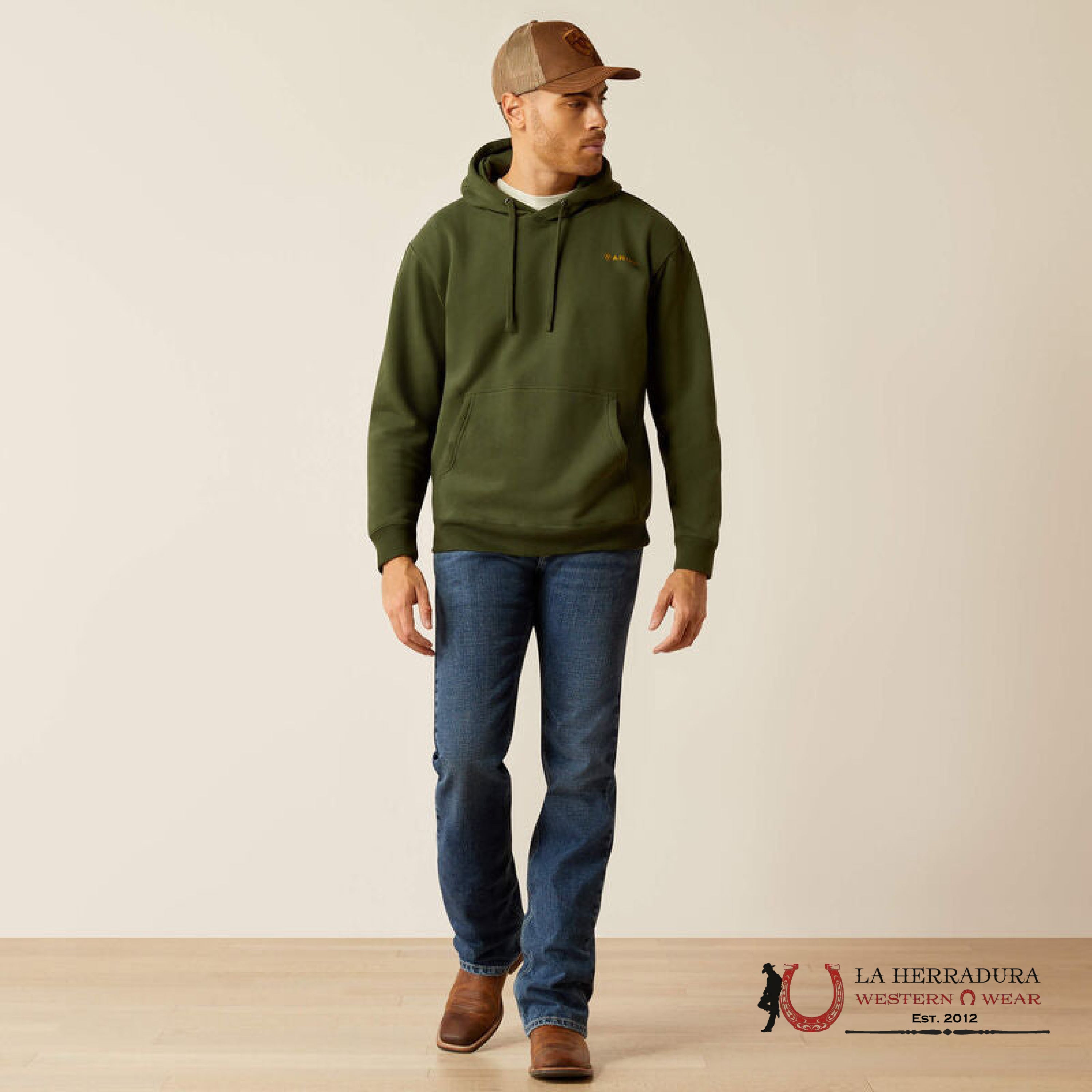 Ariat Barbwire Skull Hoodie Dark Green - 2461 Ropa Hombres