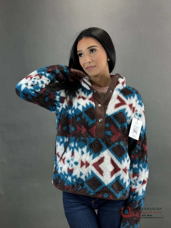 ARIAT BERBER SNAP FRINT SWEATSHIRT PLAINSVIEW PRINT  P28268