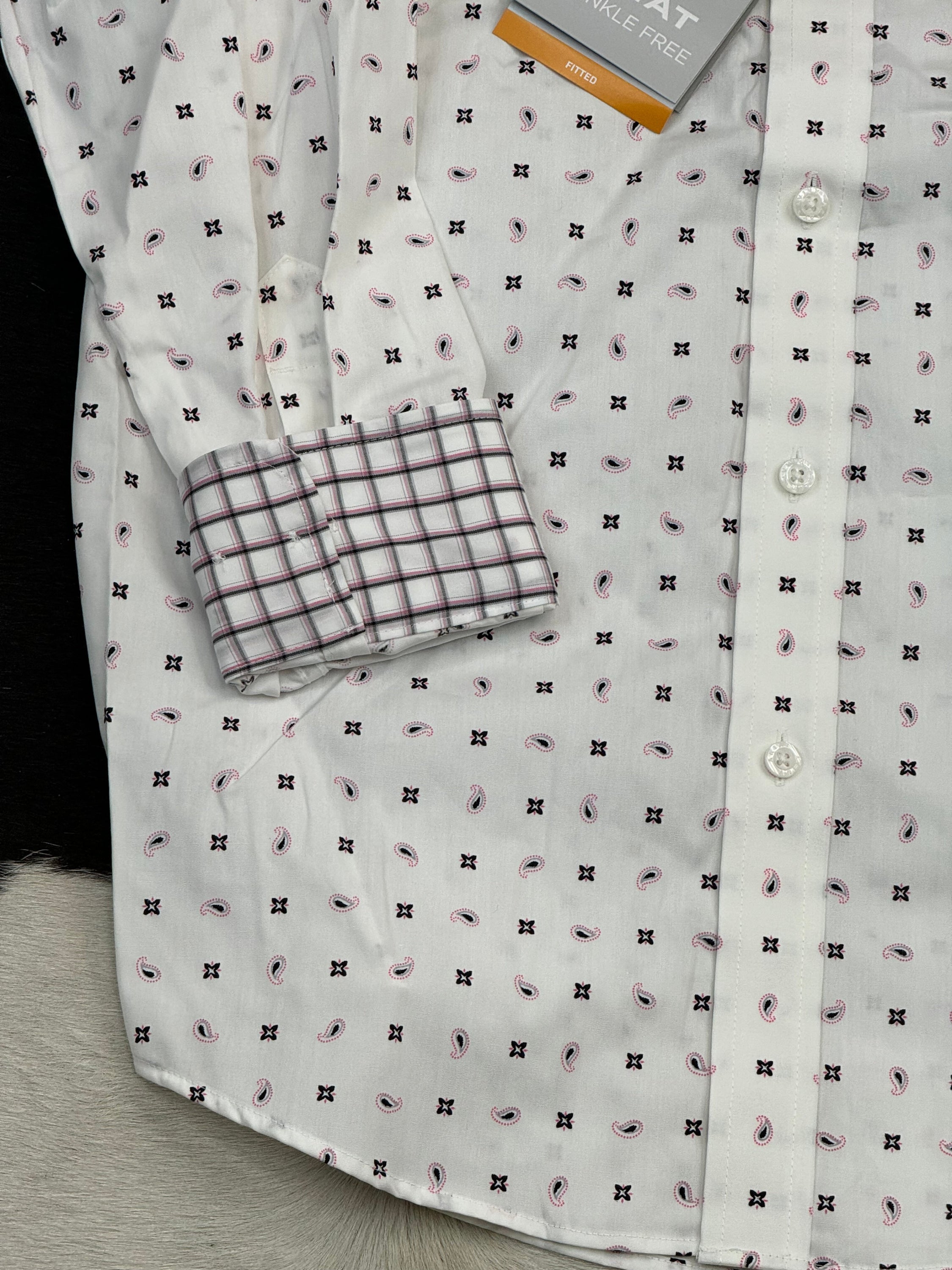 Ariat Blaze White Fitted Long Sleeve Shirt Ropa Hombres