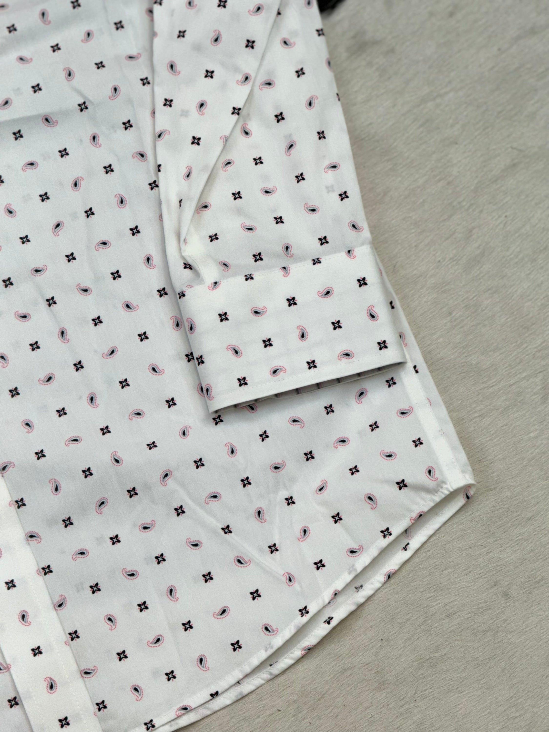 Ariat Blaze White Fitted Long Sleeve Shirt Ropa Hombres