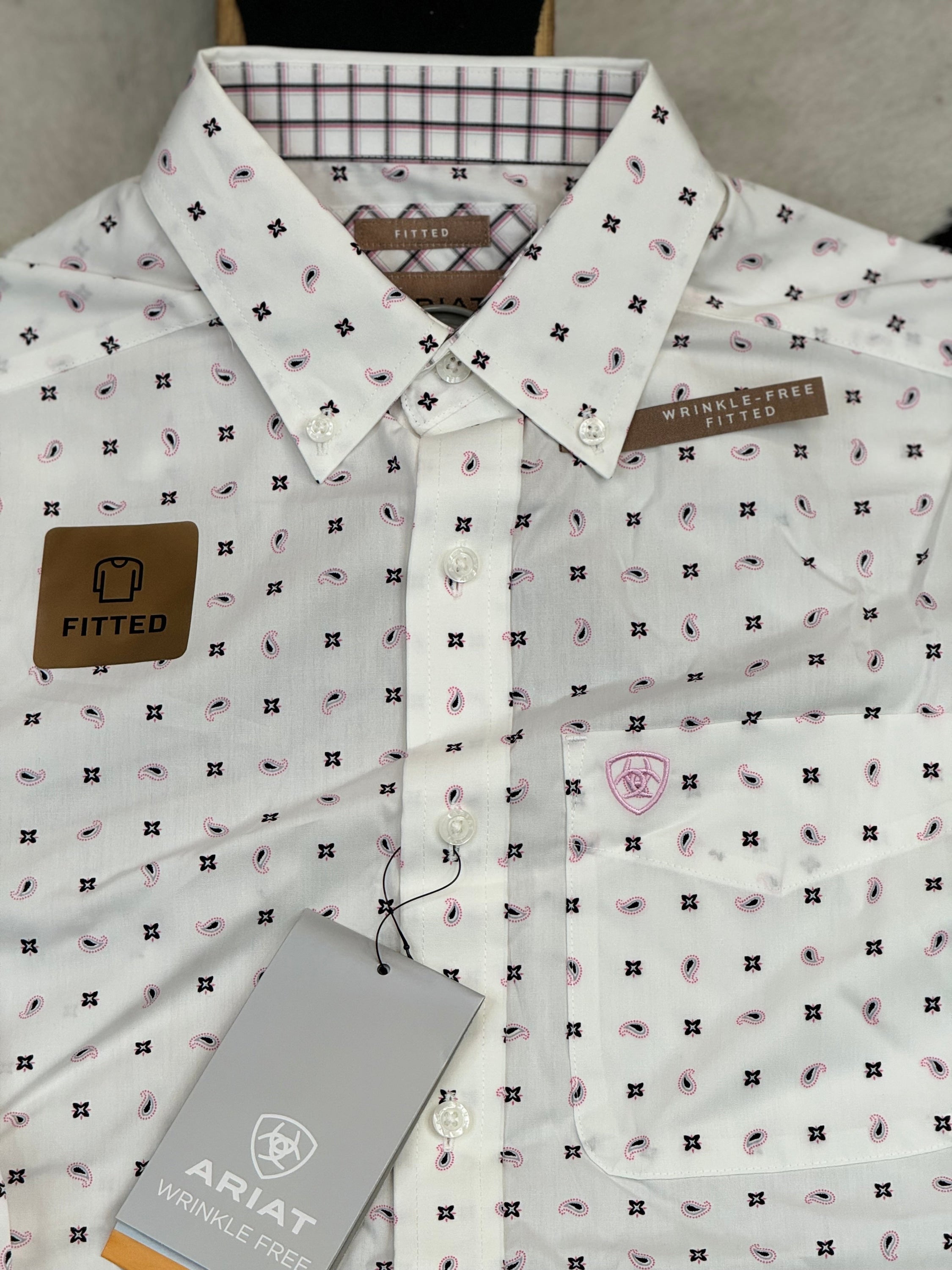 Ariat Blaze White Fitted Long Sleeve Shirt Ropa Hombres