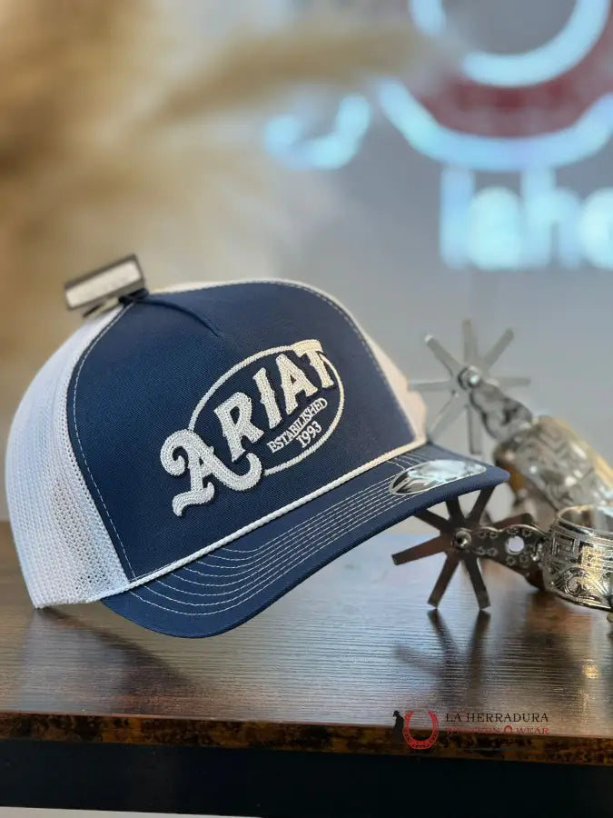 Ariat Blue White Logo Stitched Cap Caps Mens Gorras Hombres