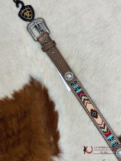CINTURÓN DE NIÑO ARIAT GRIS TAN ROJO AZTECA MULTI ADORNADO A1307108