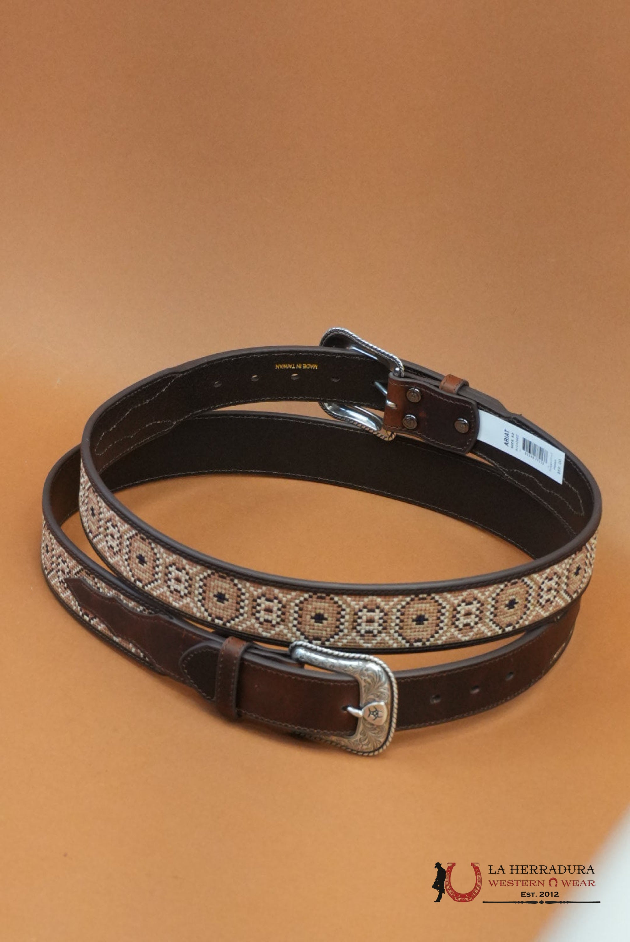 Ariat Brown Multi Color Aztec Print Belt CINTURONES HOMBRES