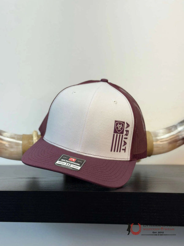 ARIAT CAP WHITE AND BURGUNDY