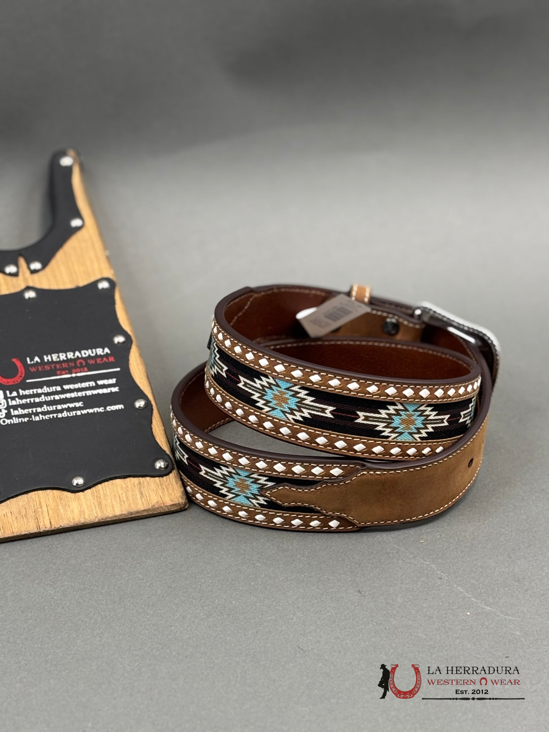 Ariat Cinturón Tan Multi Brown Aztec Cinturones Hombres