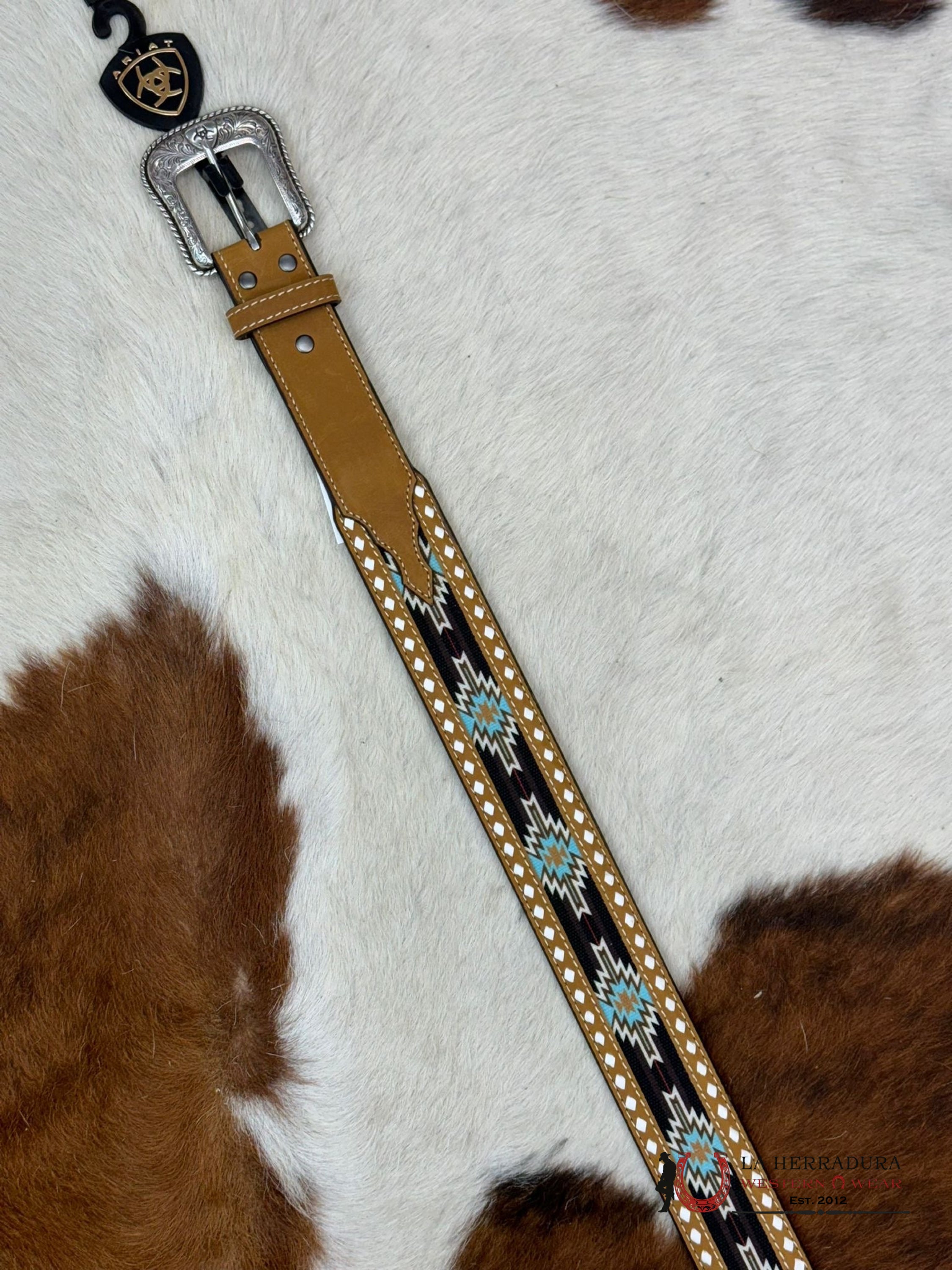 Ariat Cinturón Tan Multi Brown Aztec Cinturones Hombres