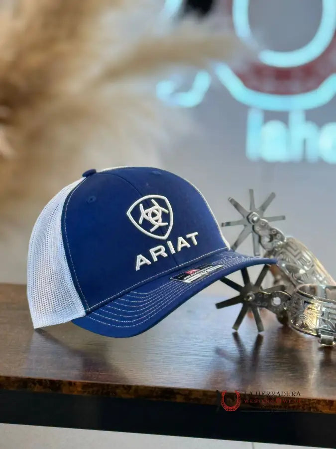 Ariat Classic Blue White Logo Cap Caps Mens Gorras Hombres