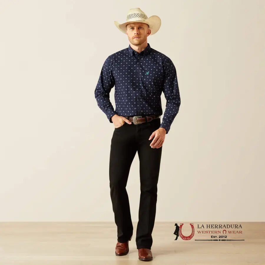 Ariat Classic Fit Jacobi Long Sleeve Shirt Navy - 4695 Ropa Hombres