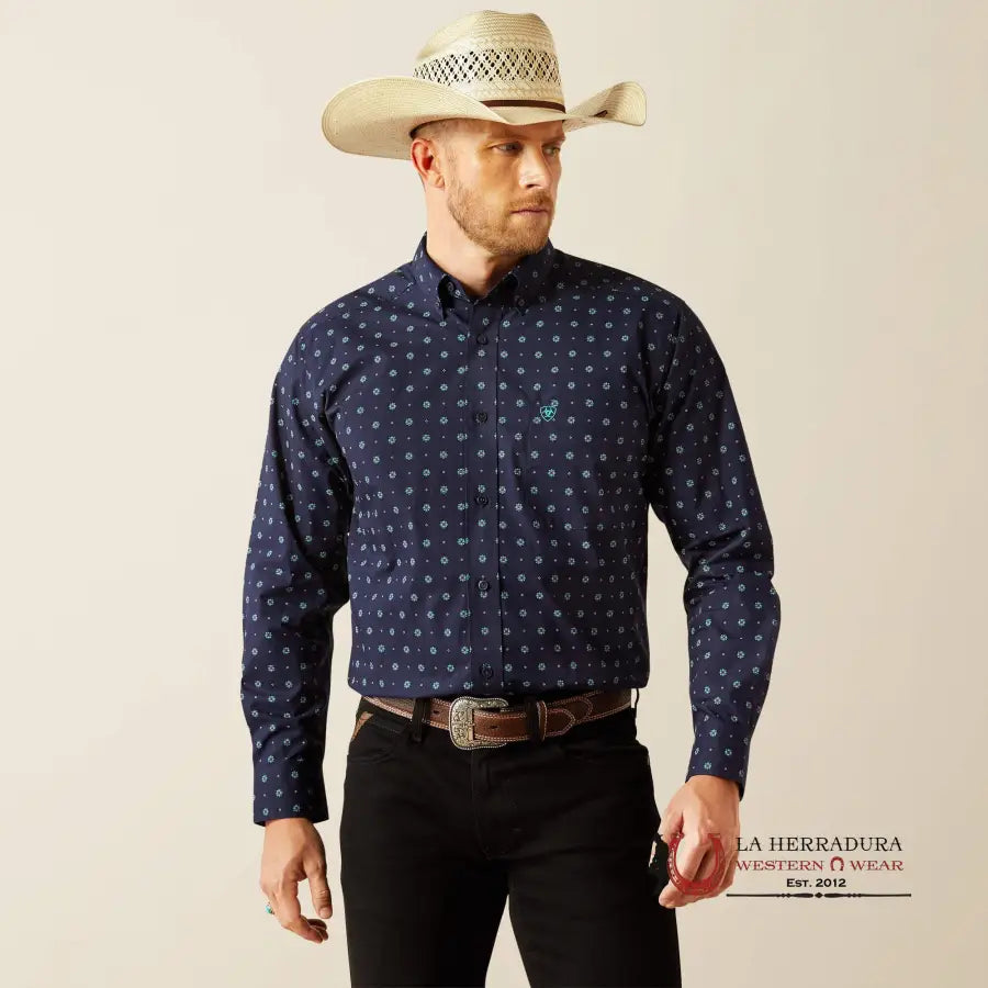 Ariat Classic Fit Jacobi Long Sleeve Shirt Navy - 4695 Ropa Hombres