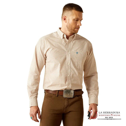 ARIAT CLASSIC FIT JOHNNY LONG SLEEVE SHIRT LIGHT BROWN - 10054699