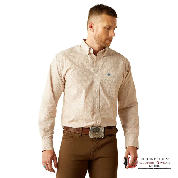 ARIAT CLASSIC FIT JOHNNY LONG SLEEVE SHIRT LIGHT BROWN - 10054699