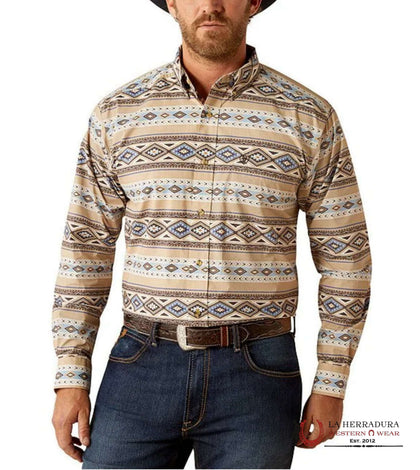 ARIAT CLASSIC FIT MENS SHIRT BROWN CORY LONG SLEEVE - 10054089