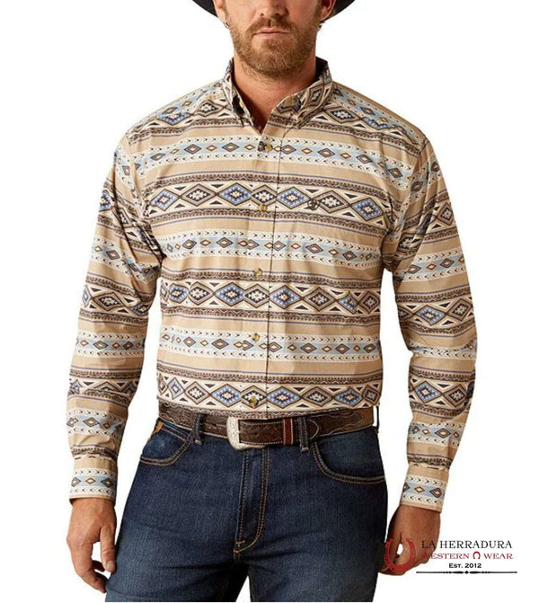 ARIAT CLASSIC FIT MENS SHIRT BROWN CORY LONG SLEEVE - 10054089
