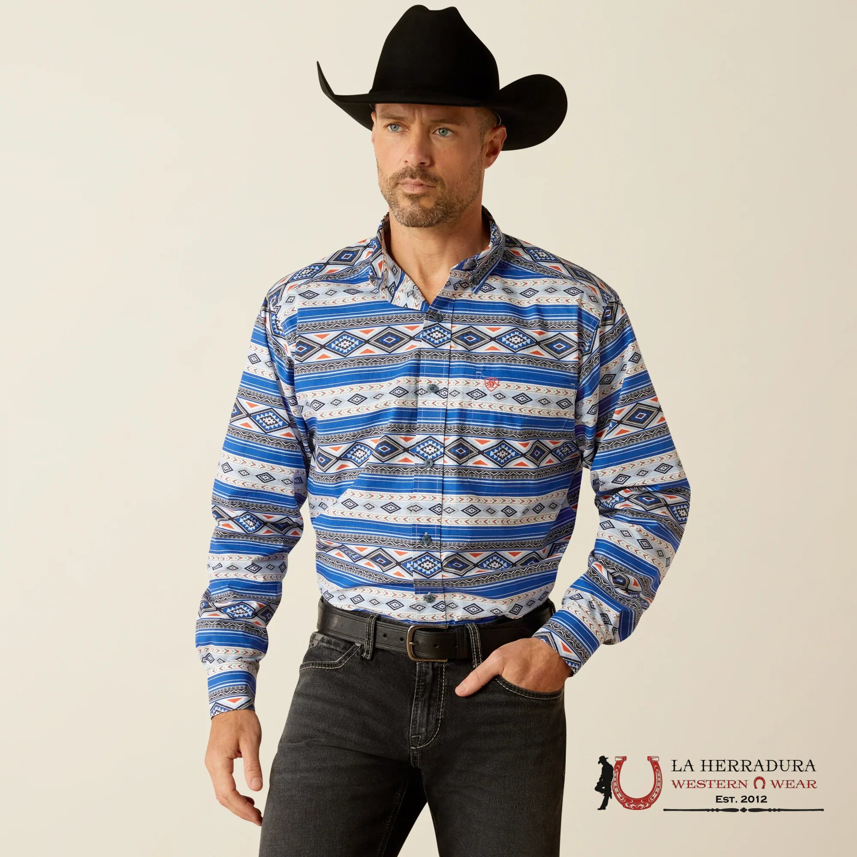 Ariat Classic Ryder Royal Blue Long Sleeve Shirt Ropa Hombres